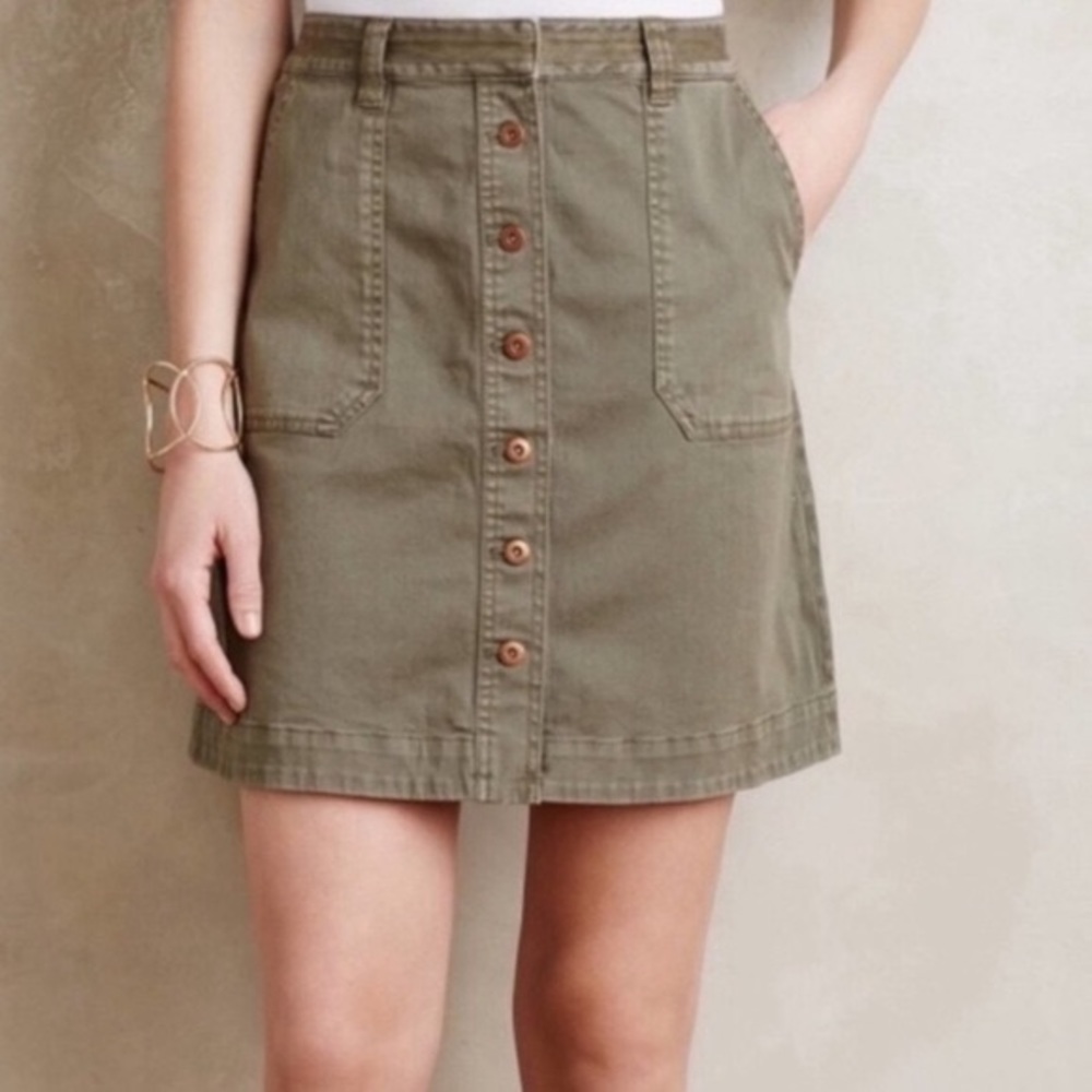 Pilcro and the Letterpress Button Down Skirt